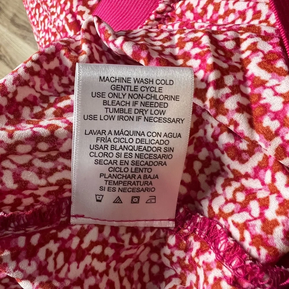 Vince Camuto Pleated Tea Length (MIDI) Pink Red & Ivory Skirt, Pull On, Size Lg - Picture 8 of 9